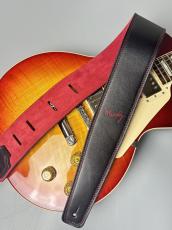 MOODY STRAPS 2.5" LEATHER BACKED GUITAR STRAP -SUEDE- BLACK/RED_4