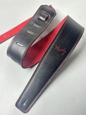 MOODY STRAPS 2.5" LEATHER BACKED GUITAR STRAP -SUEDE- BLACK/RED_6