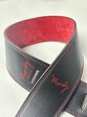 MOODY STRAPS 2.5" LEATHER BACKED GUITAR STRAP -SUEDE- BLACK/RED_7