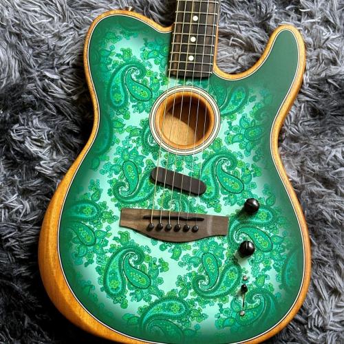 Fender Limited Edition American Acoustasonic Telecaster, Ebony Fingerboard, Green Paisley