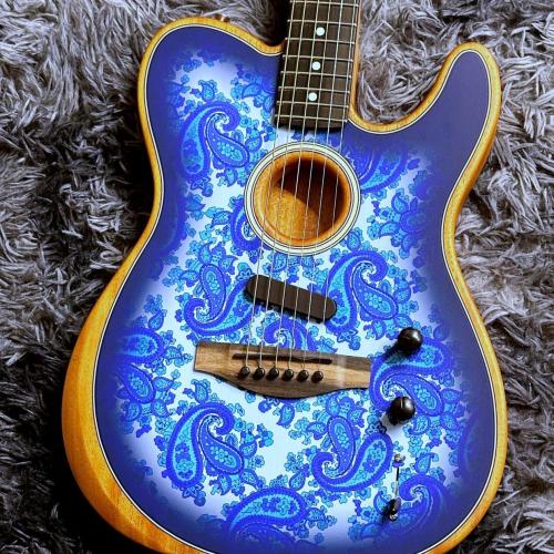 Fender Limited Edition American Acoustasonic Telecaster, Ebony Fingerboard, Blue Paisley