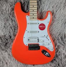 Squier SONIC STRATOCASTER HSS Maple Fingerboard White Pickguard Tahitian Coral 【現物画像】10/9更新