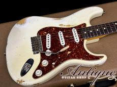 Fender Custom Shop 1963 Stratocaster 2013 Olympic White Hard-Relic & Real-Aged /Tortoise PG /Dark RWFB "Like A Vintage"_4
