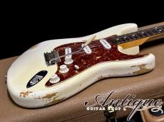 Fender Custom Shop 1963 Stratocaster 2013 Olympic White Hard-Relic & Real-Aged /Tortoise PG /Dark RWFB "Like A Vintage"_6
