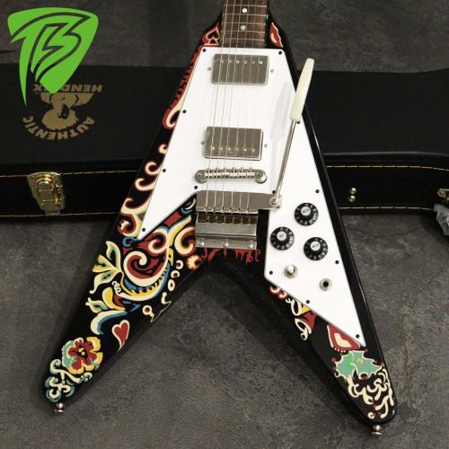 Epiphone Inspired by Gibson Custom Jimi Hendrix 'Love Drops' Flying V Ebony 2024