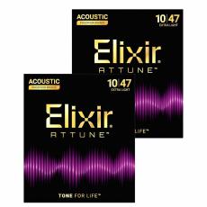 Elixir ATTUNE #21002(2pack) コーティング弦 2パックセット 10-47 エクストラライトゲージアコースティックギター
