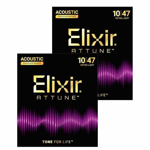 Elixir ATTUNE #21002(2pack) コーティング弦 2パックセット 10-47 エクストラライトゲージアコースティックギター