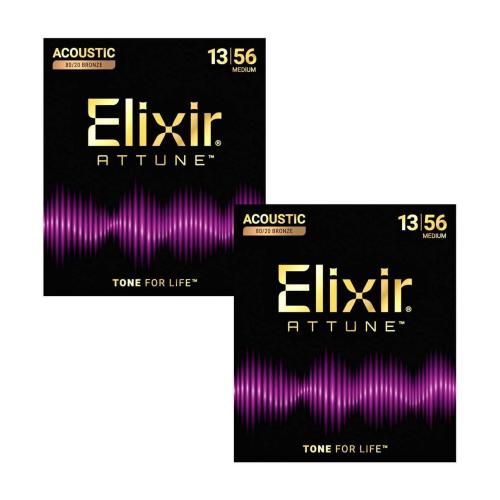 Elixir ATTUNE Acoustic 80/20 Bronze Medium .013-.056 (2pack) アコースティックギター弦 ミディアム お買い得な