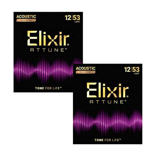 Elixir ATTUNE Acoustic 80/20 Bronze Light .012-.053 (2pack) アコースティックギター弦 ライト お買い得な2パッ