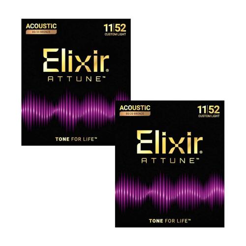 Elixir ATTUNE Acoustic 80/20 Bronze Custom Light .011-.052 (2pack) アコースティックギター弦 カスタムライト