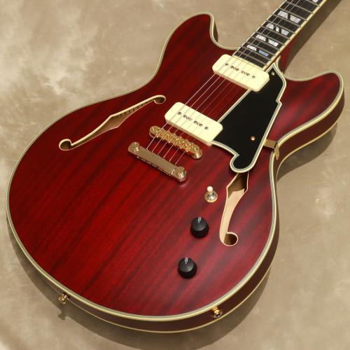 D'Angelico Deluxe Series Deluxe DC P-90, Satin Trans Wine