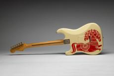 Fender George Harrison Dark Horse Stratocaster Olympic White with Custom “Dark Horse” Graphic on Back_2