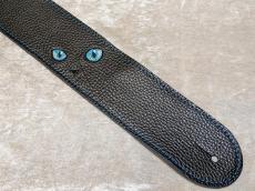 Grande uomo 【特注】黒ねこ刺繡ストラップ 足跡Verアクアマリンカラー _2