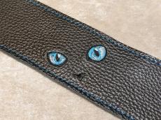 Grande uomo 【特注】黒ねこ刺繡ストラップ 足跡Verアクアマリンカラー _3