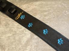 Grande uomo 【特注】黒ねこ刺繡ストラップ 足跡Verアクアマリンカラー _4