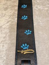 Grande uomo 【特注】黒ねこ刺繡ストラップ 足跡Verアクアマリンカラー _5