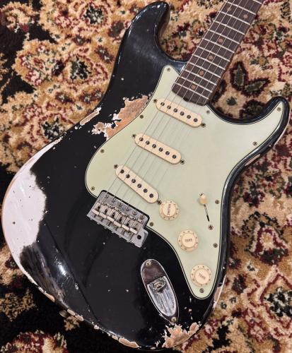 Fender Custom Shop  1960 Stratocaster  Heavy Relic Aged Black/Olympic White [ 3.56kg] #CZ588262