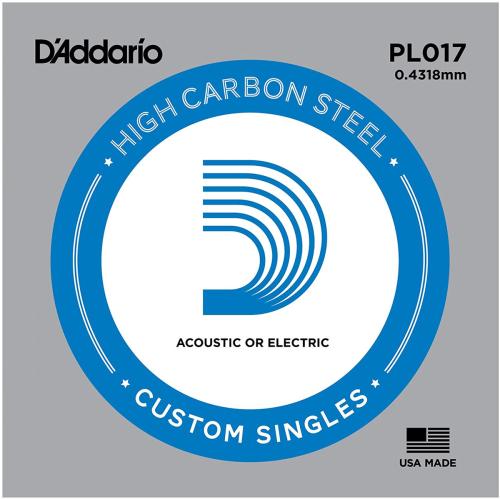D'addario PL017 アコギ/エレキギター兼用弦 Plain Steel 017 【バラ弦1本】