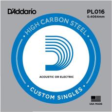 D'addario PL016 アコギ/エレキギター兼用弦 Plain Steel 016 【バラ弦1本】