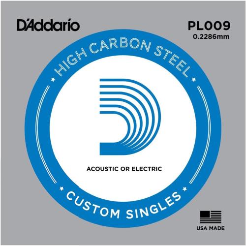 D'addario PL009 アコギ/エレキギター兼用弦 Plain Steel 009 【バラ弦1本】