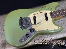 Fender Mustang 1965Neck&1968Body Compo. /Slab-BZF /Blue Signed by Char w/OHC "Owned & Played by Char"_4