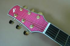 Morris TC-16 SPK / See-through pink・Englmann Spruce and Flame Sycamore Top・Solid African Mahogany Side and Back・Ebony Fingerboard and Bridge・Clear guard・With L.R.Baggs Element【With Original Hard Case】 2020年製_8