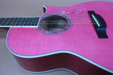 Morris TC-16 SPK / See-through pink・Englmann Spruce and Flame Sycamore Top・Solid African Mahogany Side and Back・Ebony Fingerboard and Bridge・Clear guard・With L.R.Baggs Element【With Original Hard Case】 2020年製_13