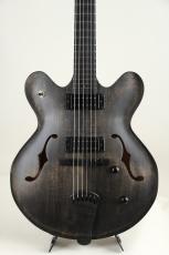 Victor Baker Guitars Model 35 Chambered Semi-hollow Ebony Tail Peace & Bridge Bass / Black smoke stain