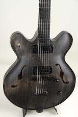 Victor Baker Guitars Model 35 Chambered Semi-hollow Ebony Tail Peace & Bridge Bass / Black smoke stain_3