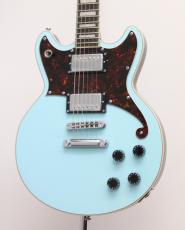 D'Angelico Premier Brighton Sky Blue Top, Natural Mahogany Back and Side