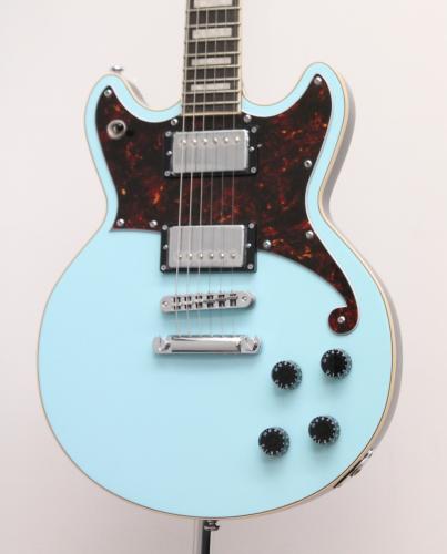 D'Angelico Premier Brighton Sky Blue Top, Natural Mahogany Back and Side