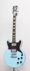 D'Angelico Premier Brighton Sky Blue Top, Natural Mahogany Back and Side_2