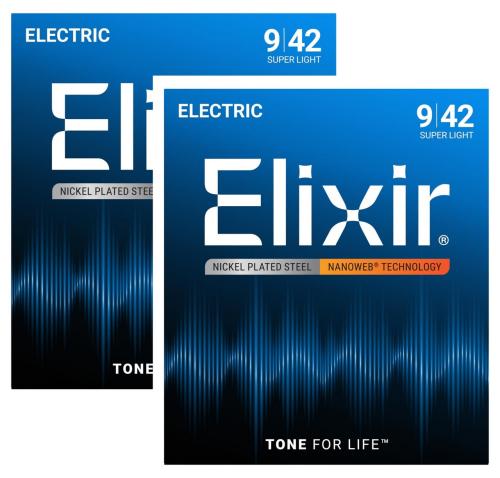 Elixir NANOWEB SUPER LIGHT #12002 2pack【09-42/エレキギター弦/2個セット】