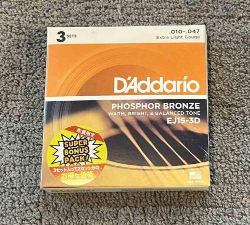 D'addario 【ボーナスパック】PHOSPHOR BRONZE EXTRA LIGHT EJ15-3DBP【10-47/アコースティックギター弦/3セット】