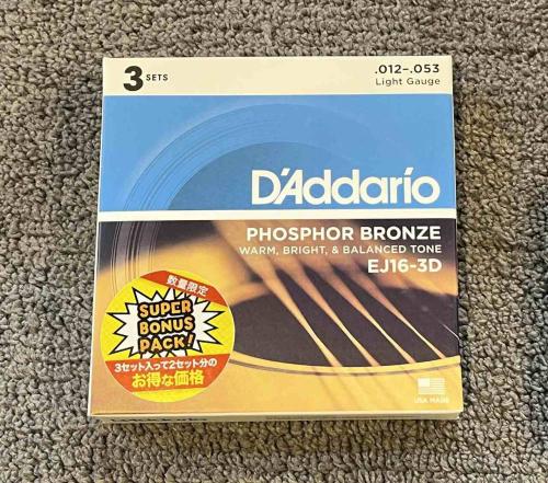 D'addario 【ボーナスパック】PHOSPHOR BRONZE LIGHT EJ16-3DBP【12-53/アコースティックギター弦/3セット】