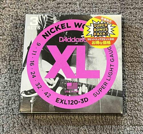 D'addario 【ボーナスパック】XL NICKEL EXL120-3DBP Super Light【09-42/エレキギター弦/3セット】