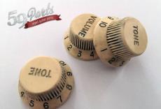 59PARTS SET OF 3 HAND AGED FENDER NYLON KNOBS IVORY/CREAM_3