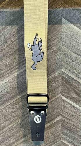 TENDER STRAP TS-2 AC ずり落ちキャット ベージュ【ギターストラップ】【ねこ刺繍ストラップ】