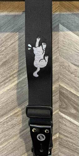 TENDER STRAP TS-2 AC ずり落ちキャット ブラック【ギターストラップ】【ねこ刺繍ストラップ】