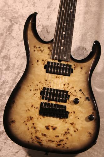 T's 【国産7弦】DST Pro-24 7st. 5A Burl Poplar / Ash 2P/ Beveled Cut -Natural to Black Burst-【3.57㎏】