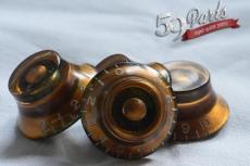 59PARTS SET OF 4 AGED RELIC GIBSON TOP HAT BELL KNOBS LES PAUL GOLD US SIZE/ノブ/ビンテージパーツ/全国一律送料無料_4