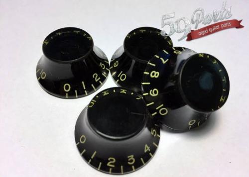 59PARTS SET OF 4 HAND AGED GIBSON TOP HAT BELL KOBS BLACK/ノブ/ビンテージパーツ/全国一律送料無料