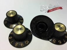 59PARTS SET OF 4 AGED RELIC GIBSON 335 WITCH HAT KNOBS BLACK/GOLD US SIZE /ノブ/ビンテージパーツ/全国一律送料無料_3