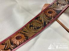 clef de fa ハンドメイド 本革  ストラップ レザーカービング ひまわり_2
