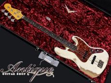 Fender Custom Shop 1960 Jazz Bass 2020 Olympic White Heavy Relic /C-Stack Knob w/HW-PU & Dark RW-FB "Dead Stock Mint"