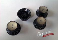 59PARTS SET OF 4 HAND AGED TOP HAT REFLECTOR KNOBS BLACK/SILVER_3