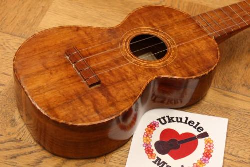 KUMALAE 閉店SALE 20%OFF! 1920's Vintage Style 3 Curly Koa Soprano with Rope Binding Ukulele #5124