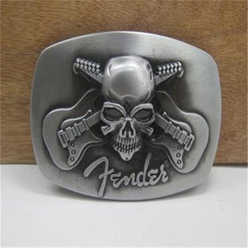 絶妙なデザイン Buckle Belt Head Skull Fender Fender Guitars/ベルト Crossed バックル