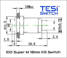 FU-Tone Tesi IDO Super M 10MM Metal Momentary Push Button Guitar Kill Switch Blue/キルスイッチ/全国一律送料無料_3